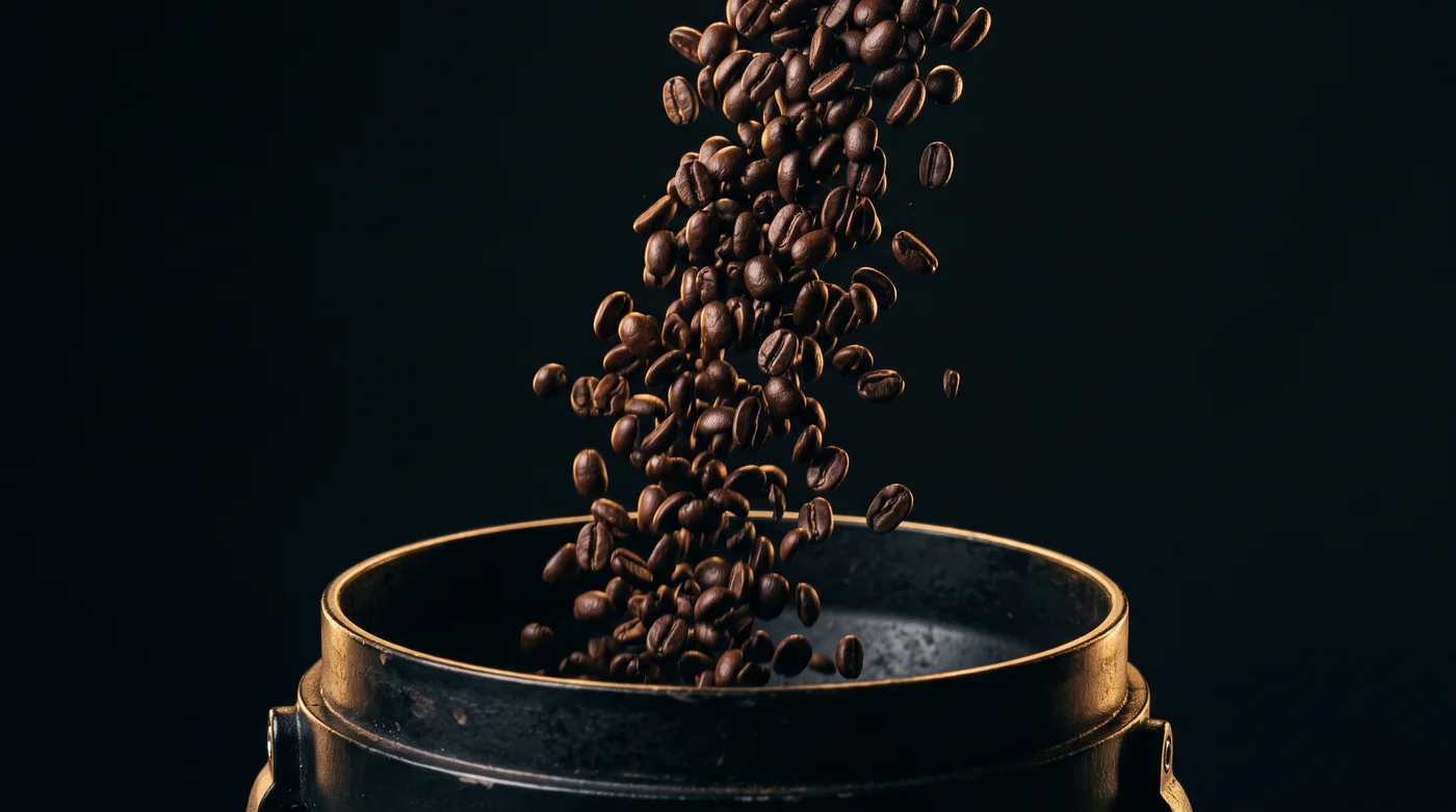 Coffee beans and hopper