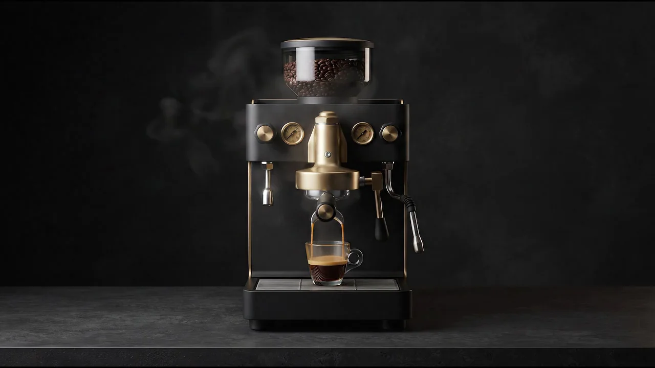Espresso pour into glass